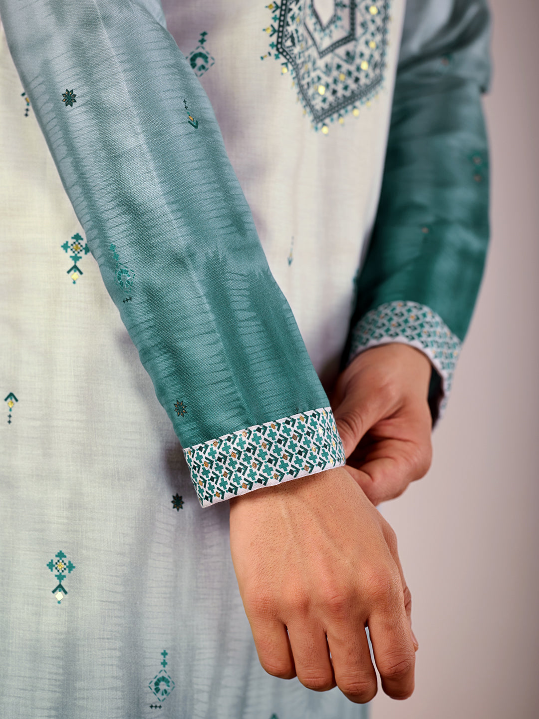 The Jahan Linen Kurta (Ombre Teal)