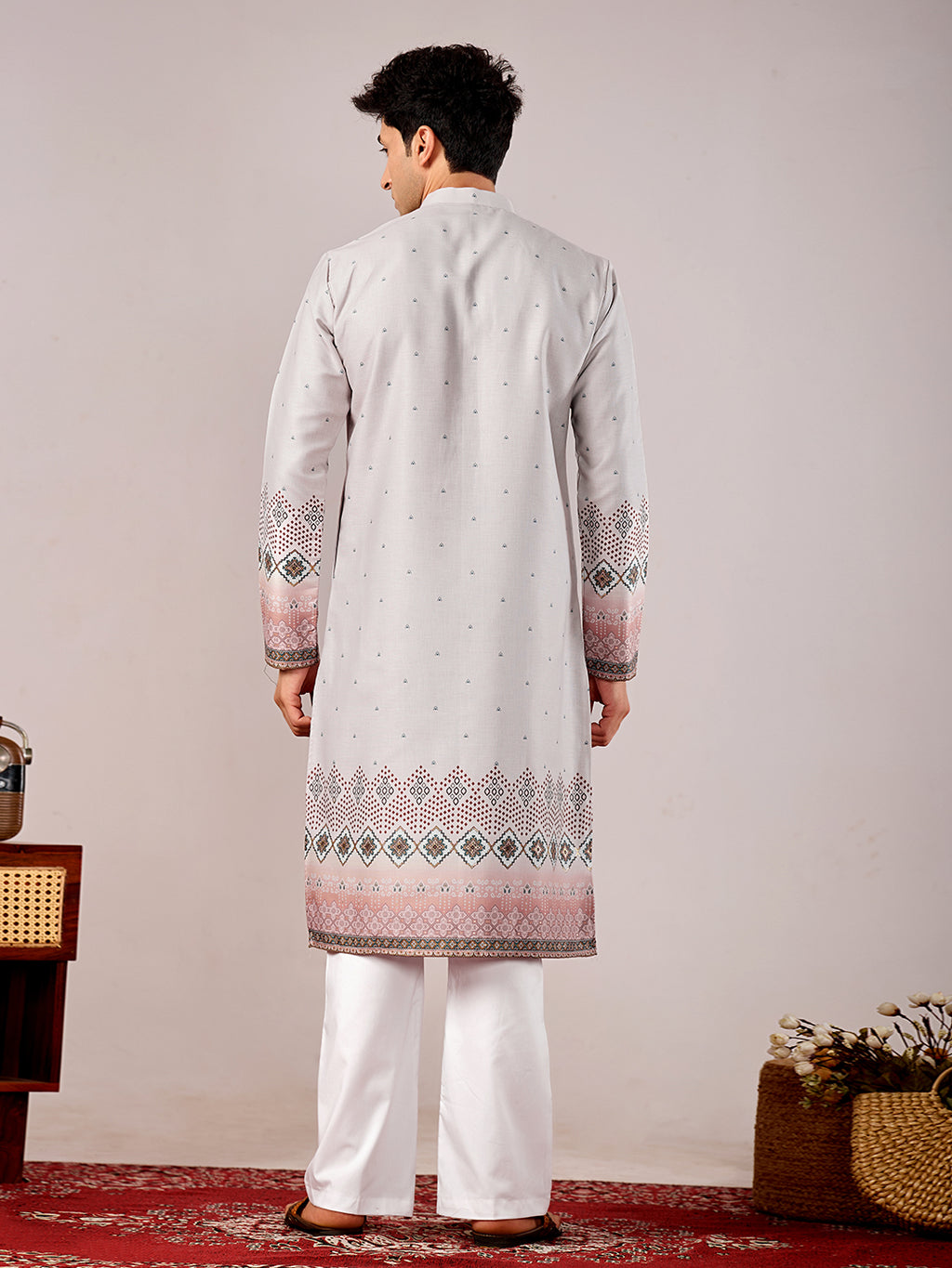 The Mirza Linen Kurta (Light Grey)