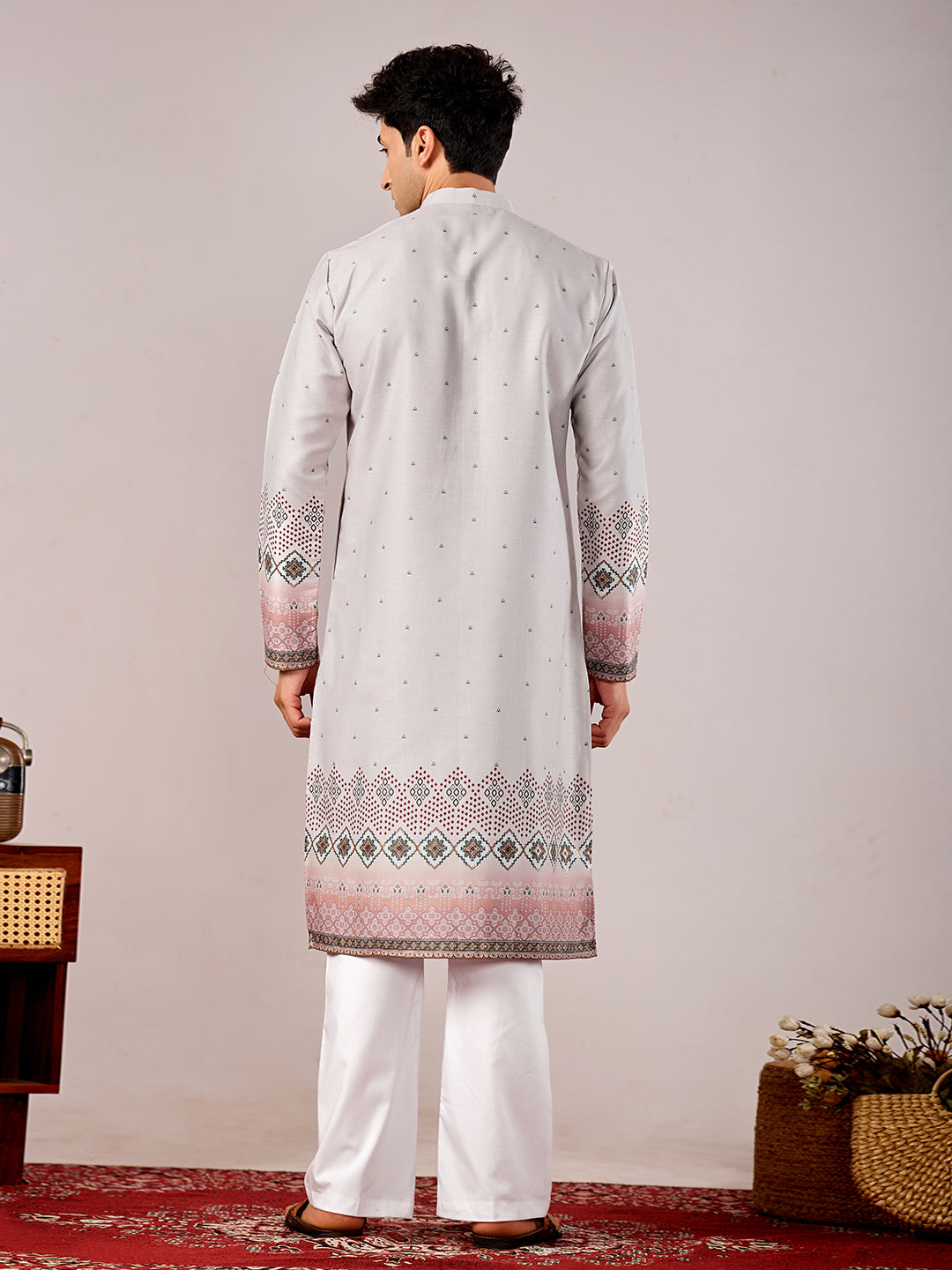 The Mirza Linen Kurta (Light Grey)