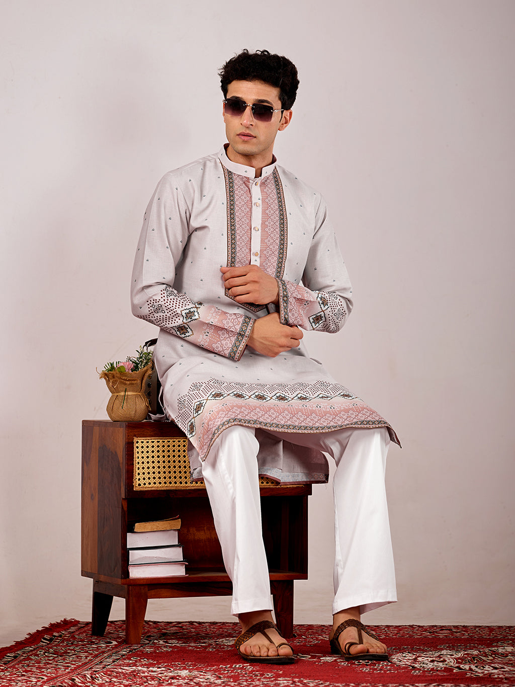 The Mirza Linen Kurta (Light Grey)