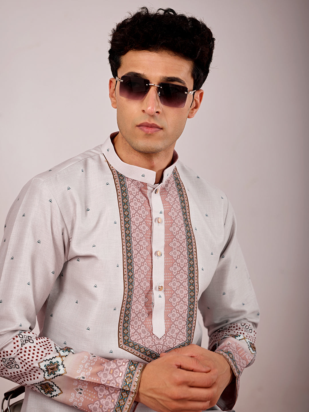 The Mirza Linen Kurta (Light Grey)