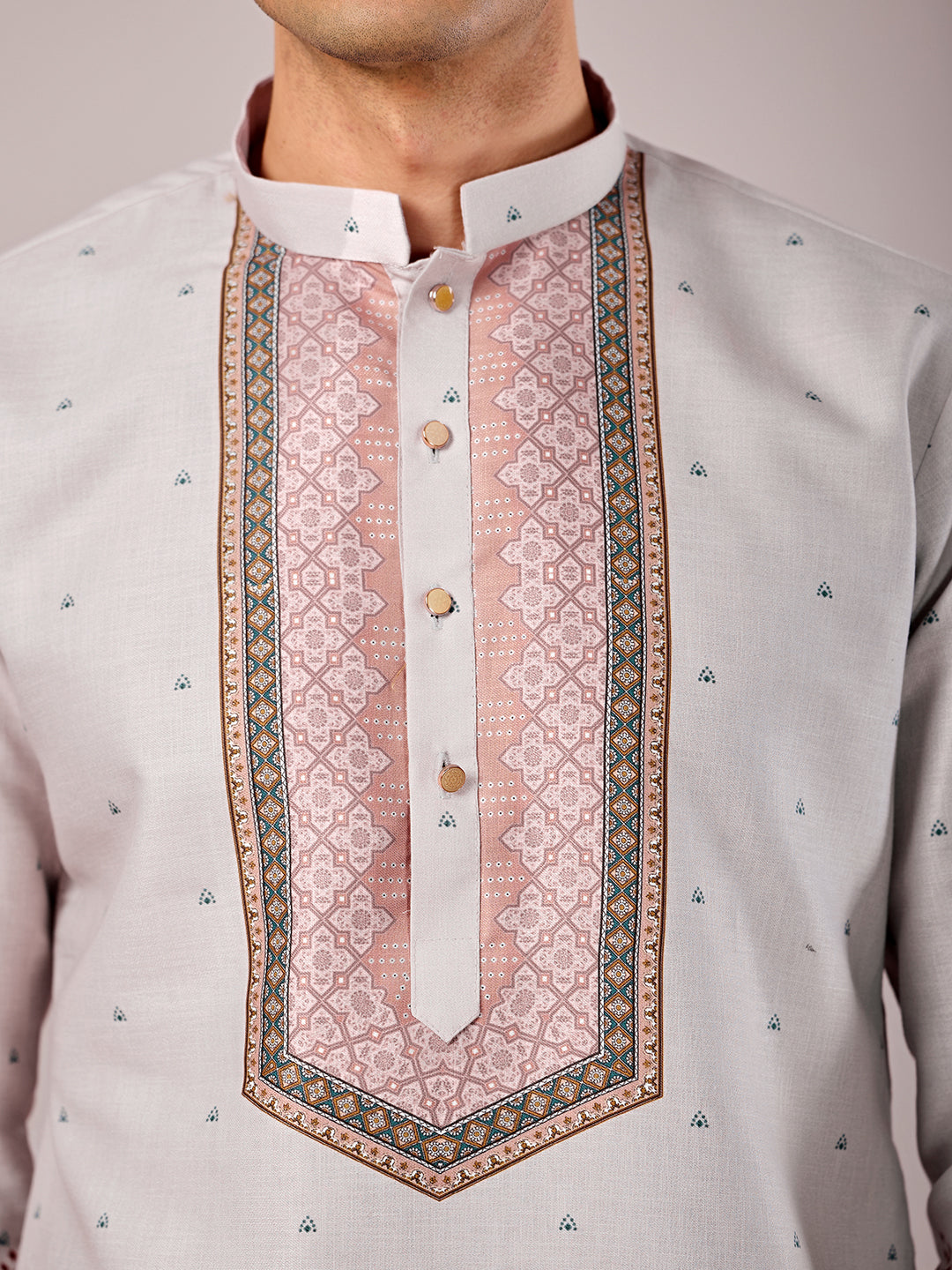 The Mirza Linen Kurta (Light Grey)