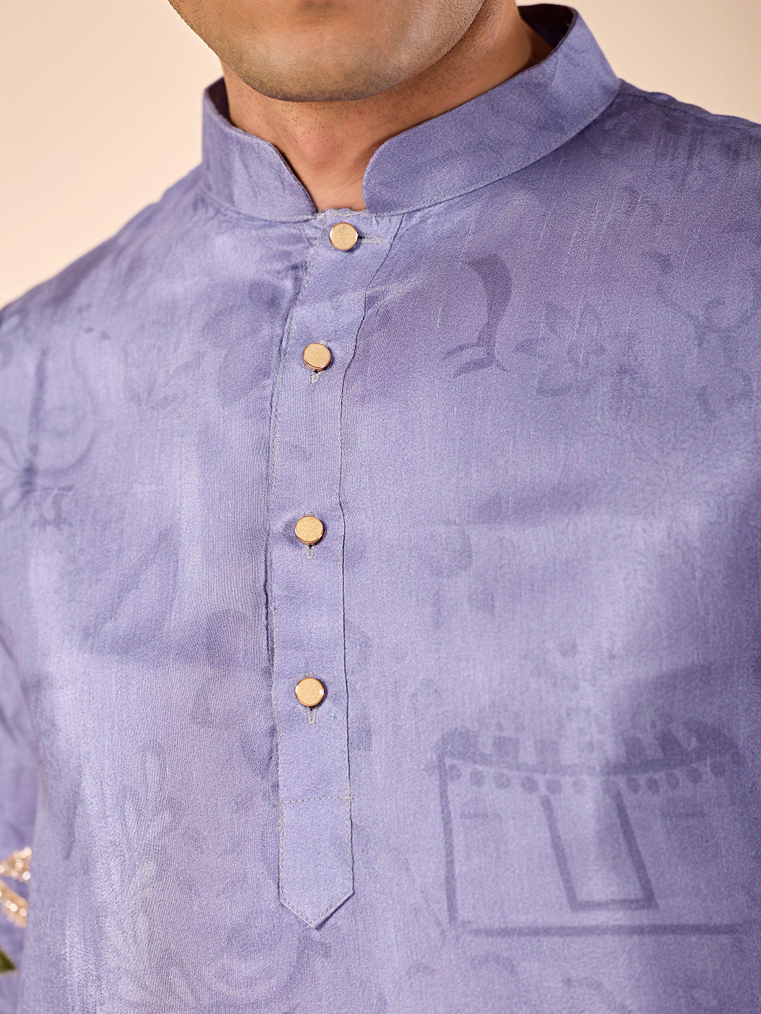 The Darbar Embroidered Kurta (Lavender Blue)