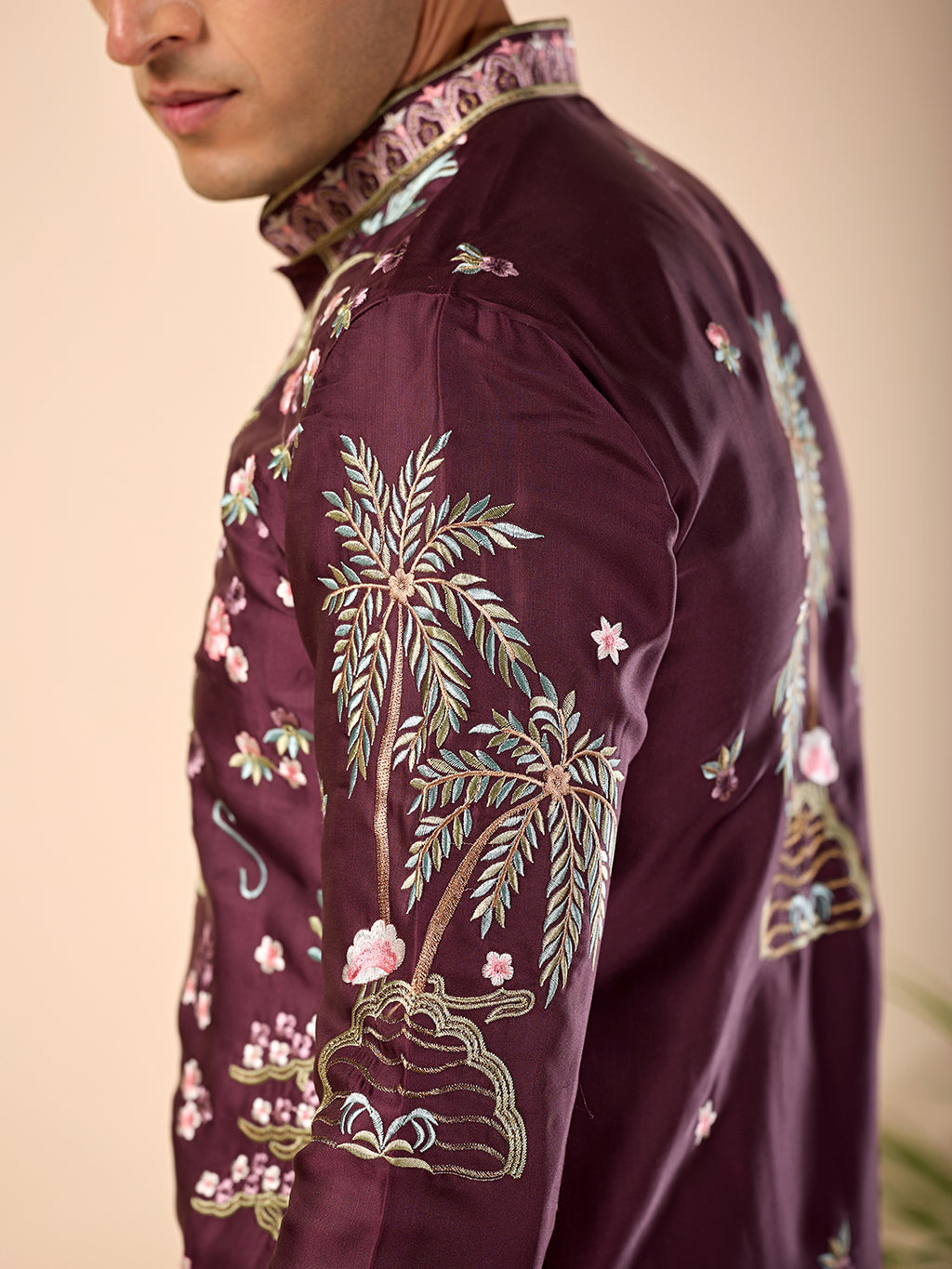 Midnight Island Kurta (Dark Burgundy).