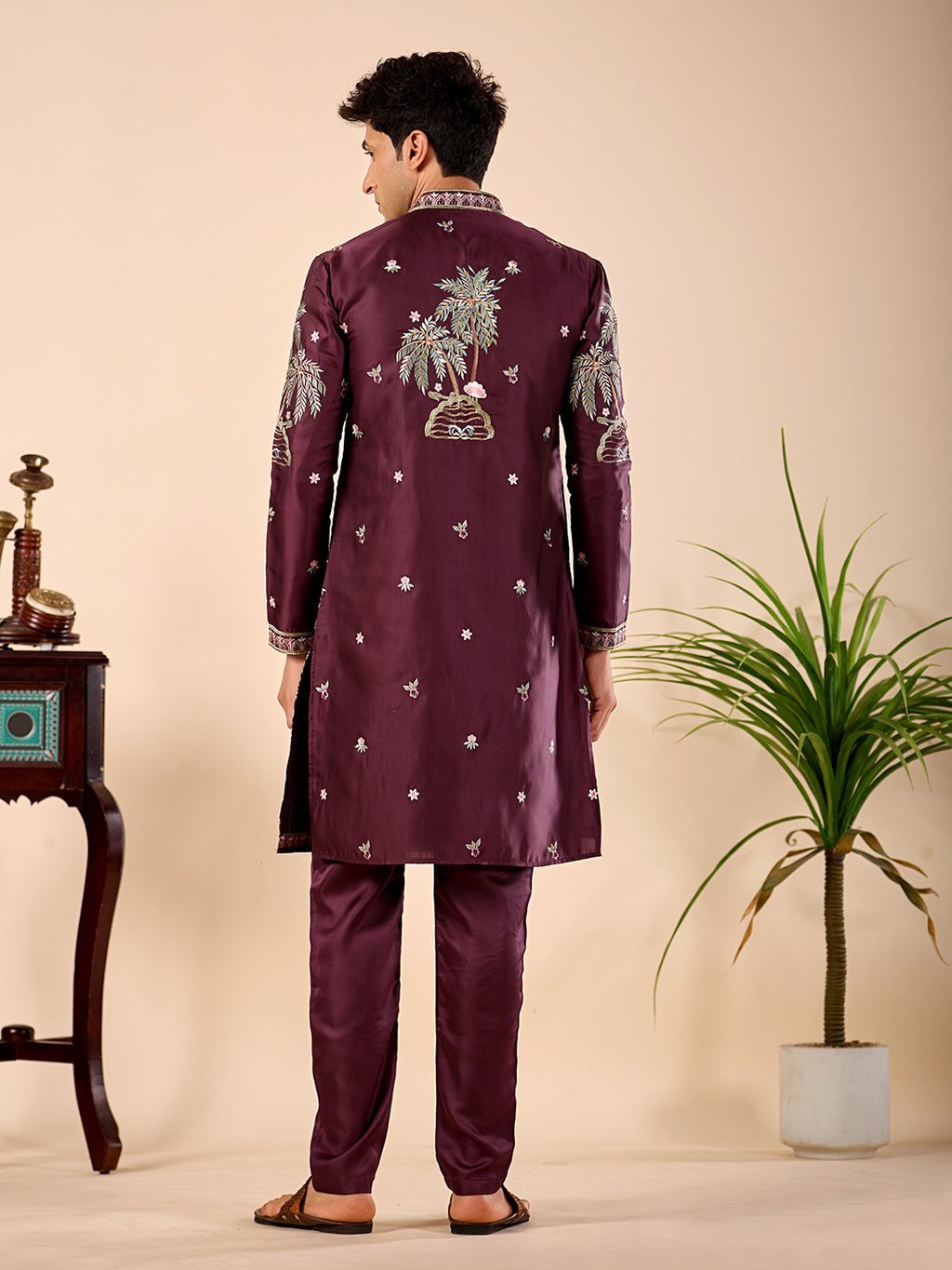 Midnight Island Kurta (Dark Burgundy).