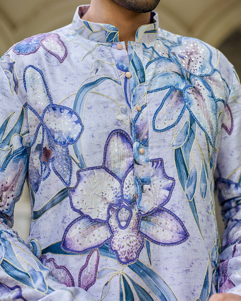 Elegance Azure Embroidered kurta set.