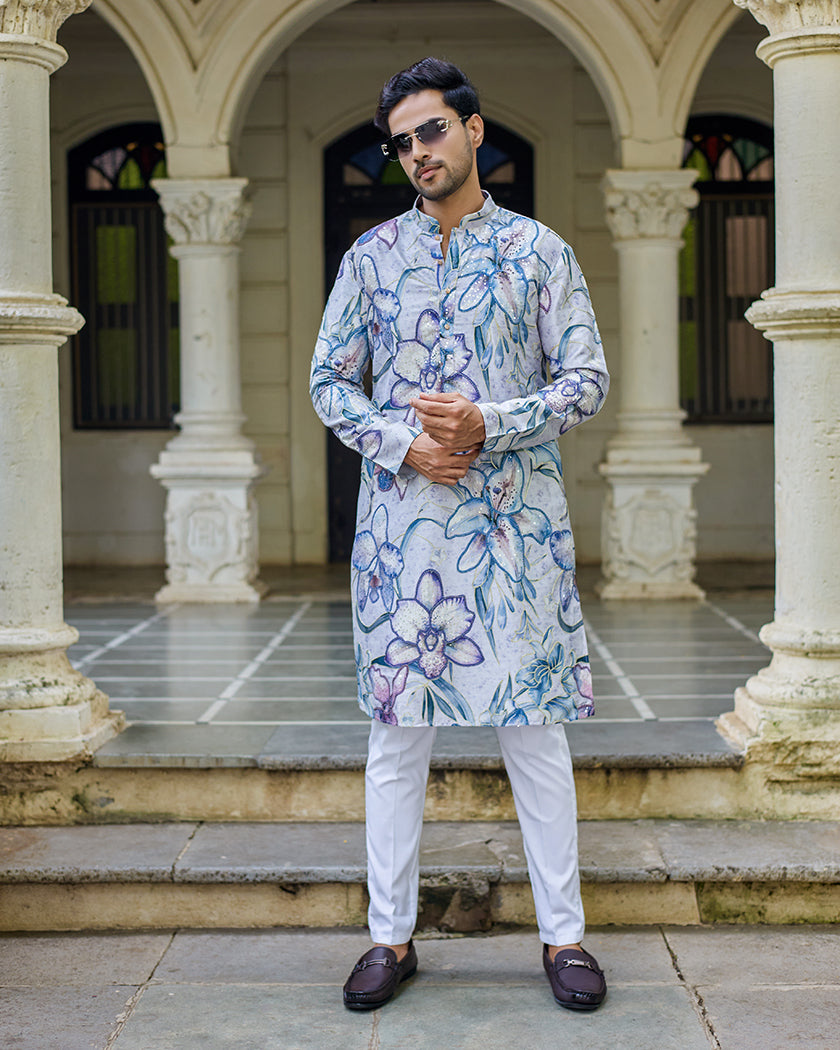 Elegance Azure Embroidered kurta set.