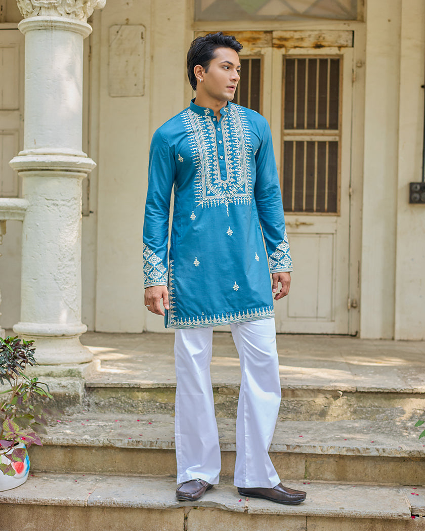 Regal Thread Teal Embroidered Kurta
