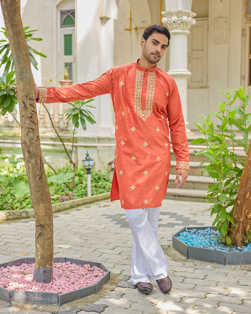 Rust Radiance Mirror Kurta set
