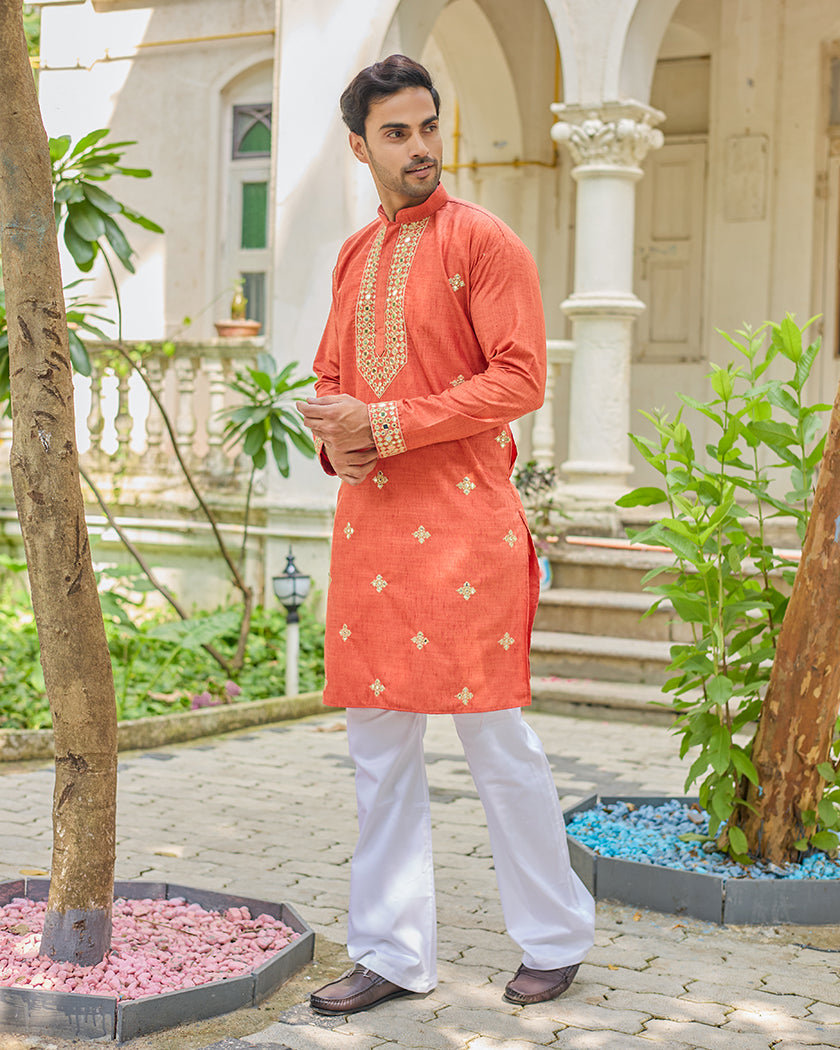 Rust Radiance Mirror Kurta set