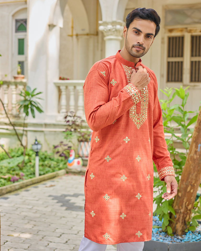 Rust Radiance Mirror Kurta set