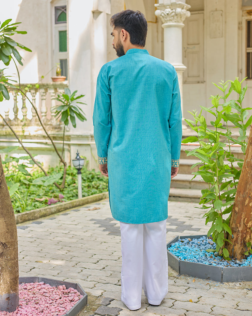 Teal Radiance Mirror Kurta set
