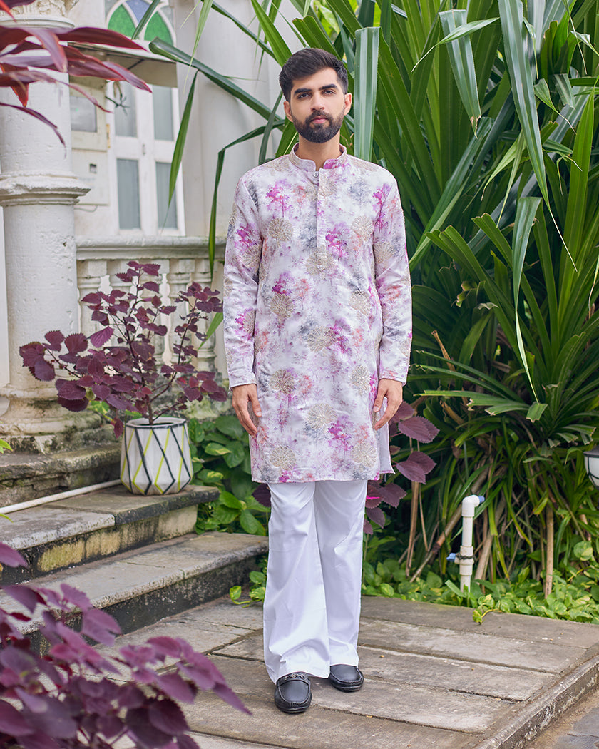 Ivory Mist Embroidered Kurta