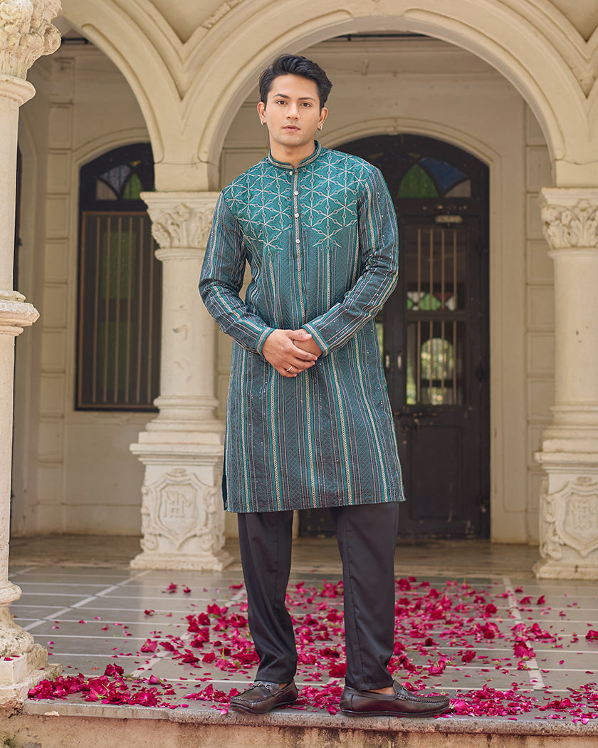 Sapphire Lining Green Embroidered Kurta