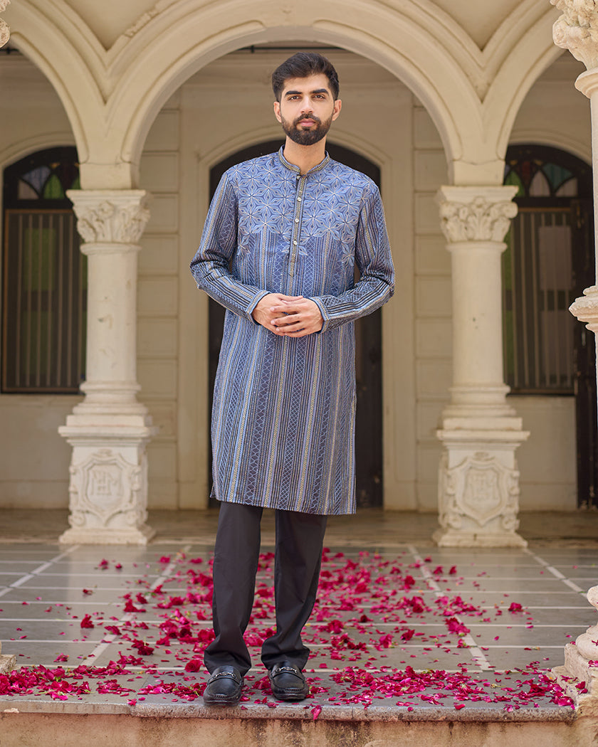 Sapphire Lining Blue Embroidered Kurta