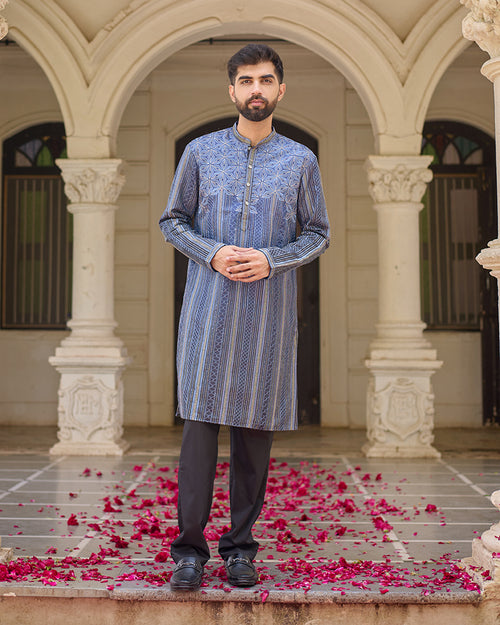 Sapphire Lining Blue Embroidered Kurta