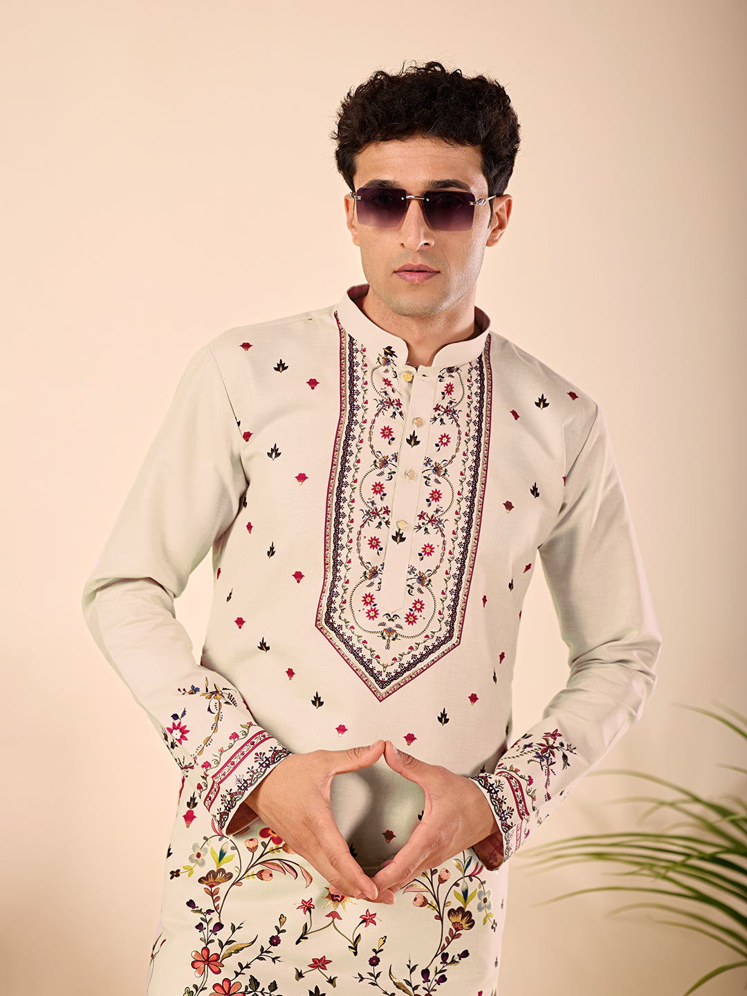 The Mehtab Linen Kurta (Royal cream)