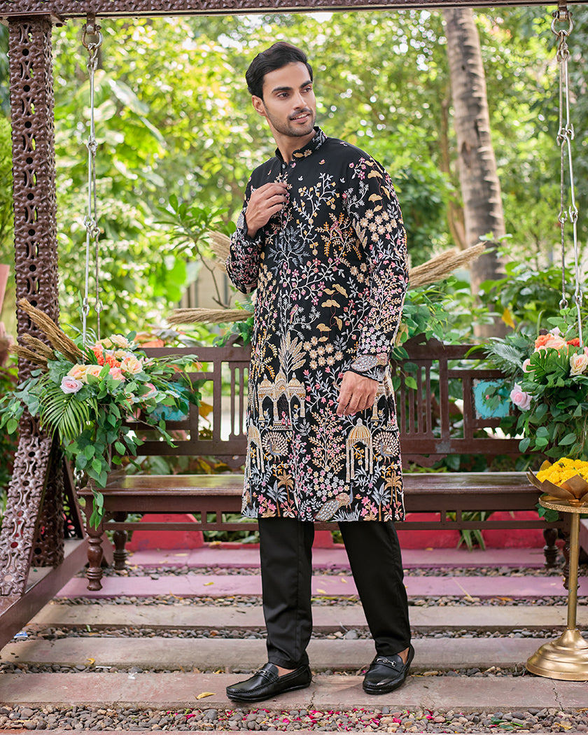 Heritage Garden Black Kurta