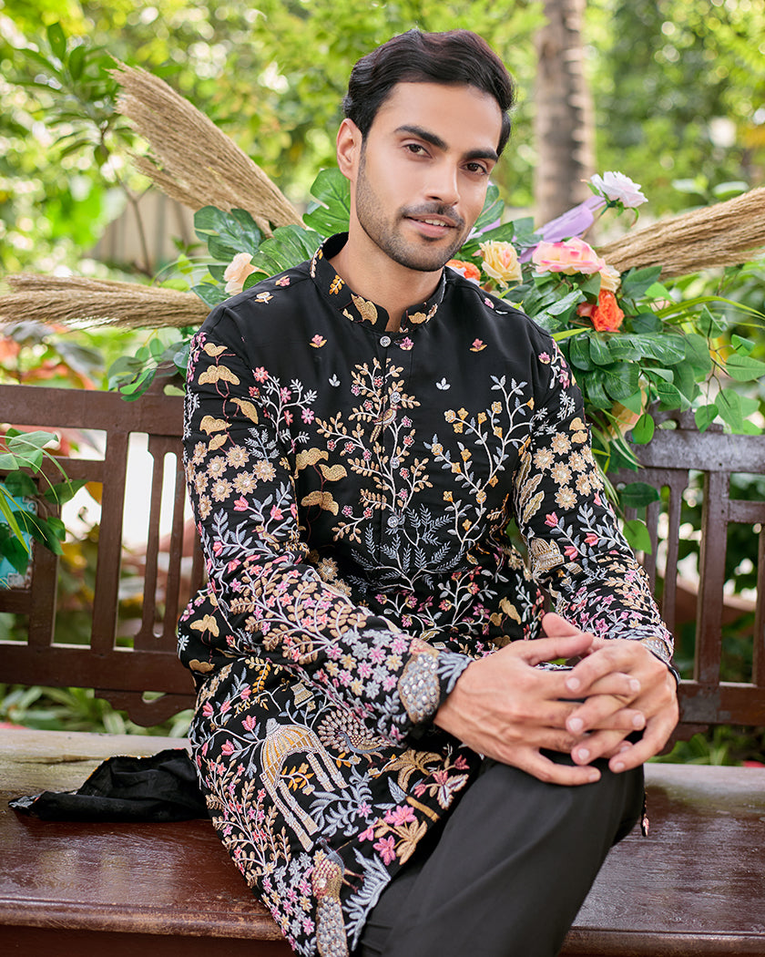 Heritage Garden Black Kurta