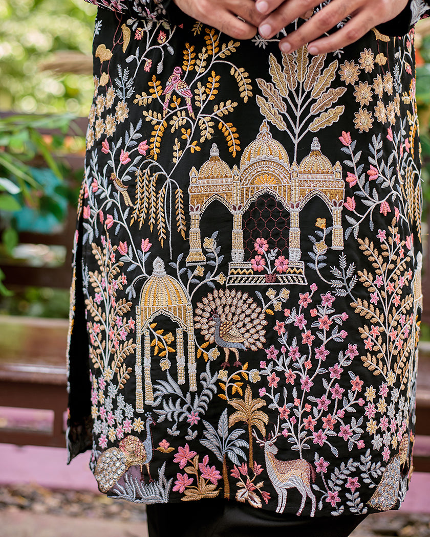 Heritage Garden Black Kurta