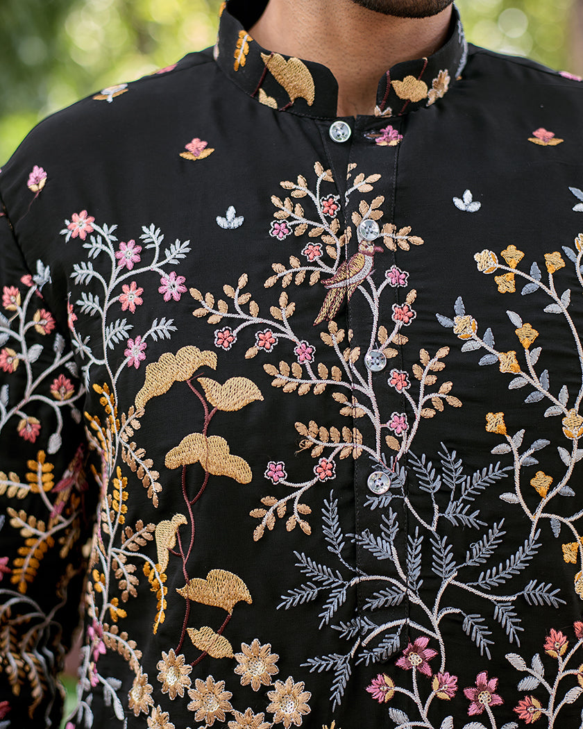 Heritage Garden Black Kurta