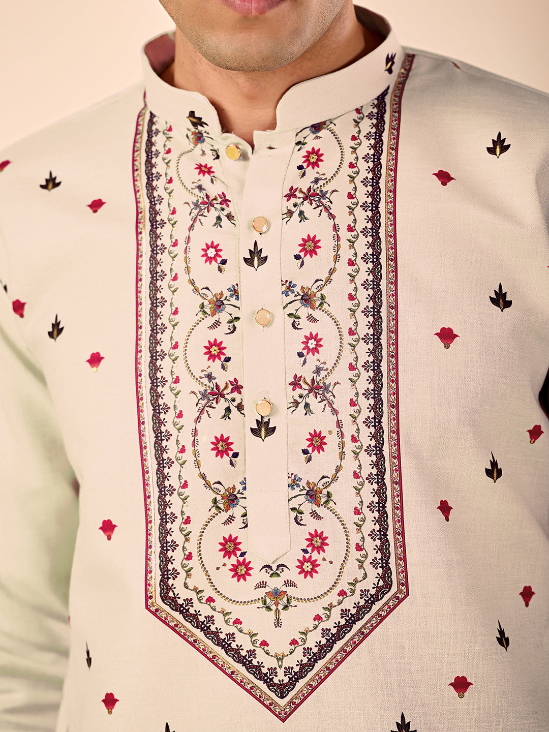 The Mehtab Linen Kurta (Royal cream)