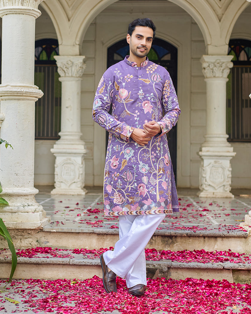 Lavender Reverie Embroidered Kurta.