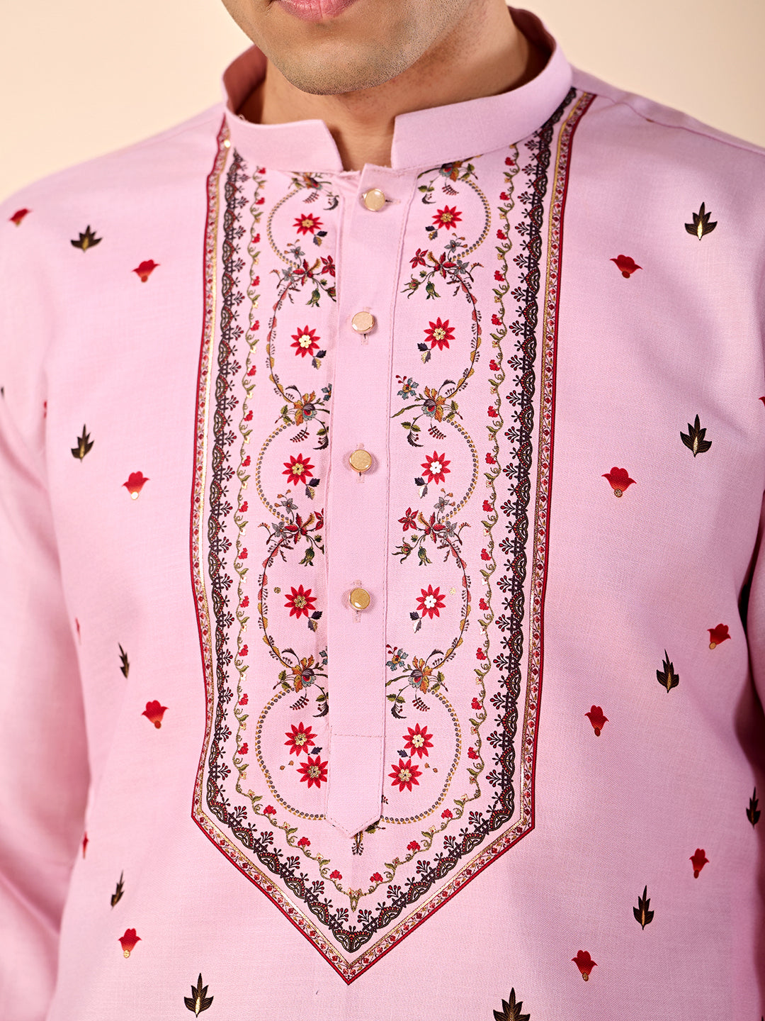 The Mehtab Linen Kurta (Royal Pink)