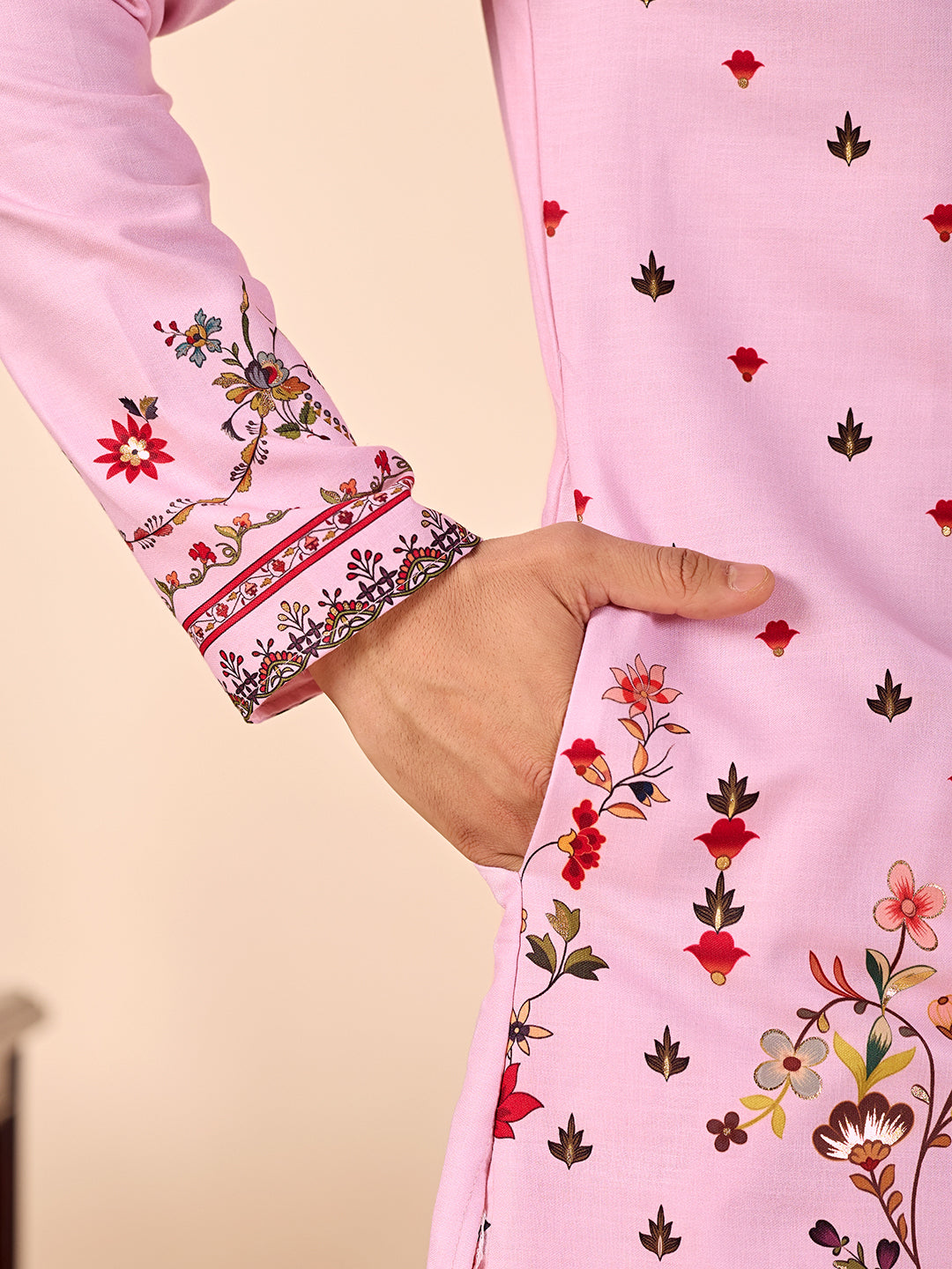The Mehtab Linen Kurta (Royal Pink)
