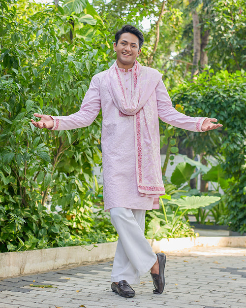 Royal Pink Kurta dupatta Set.