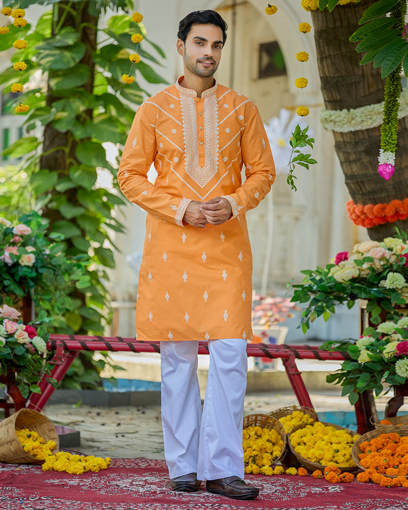 Amber Glow Embroidered Kurta
