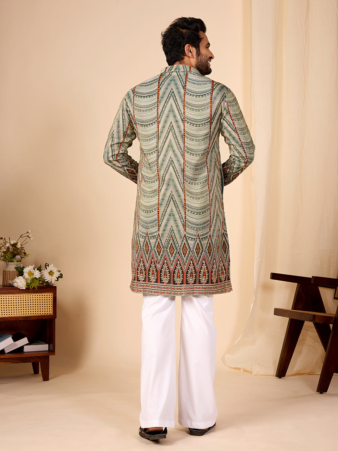 Amber Heritage  Tan Embroidered Kurta