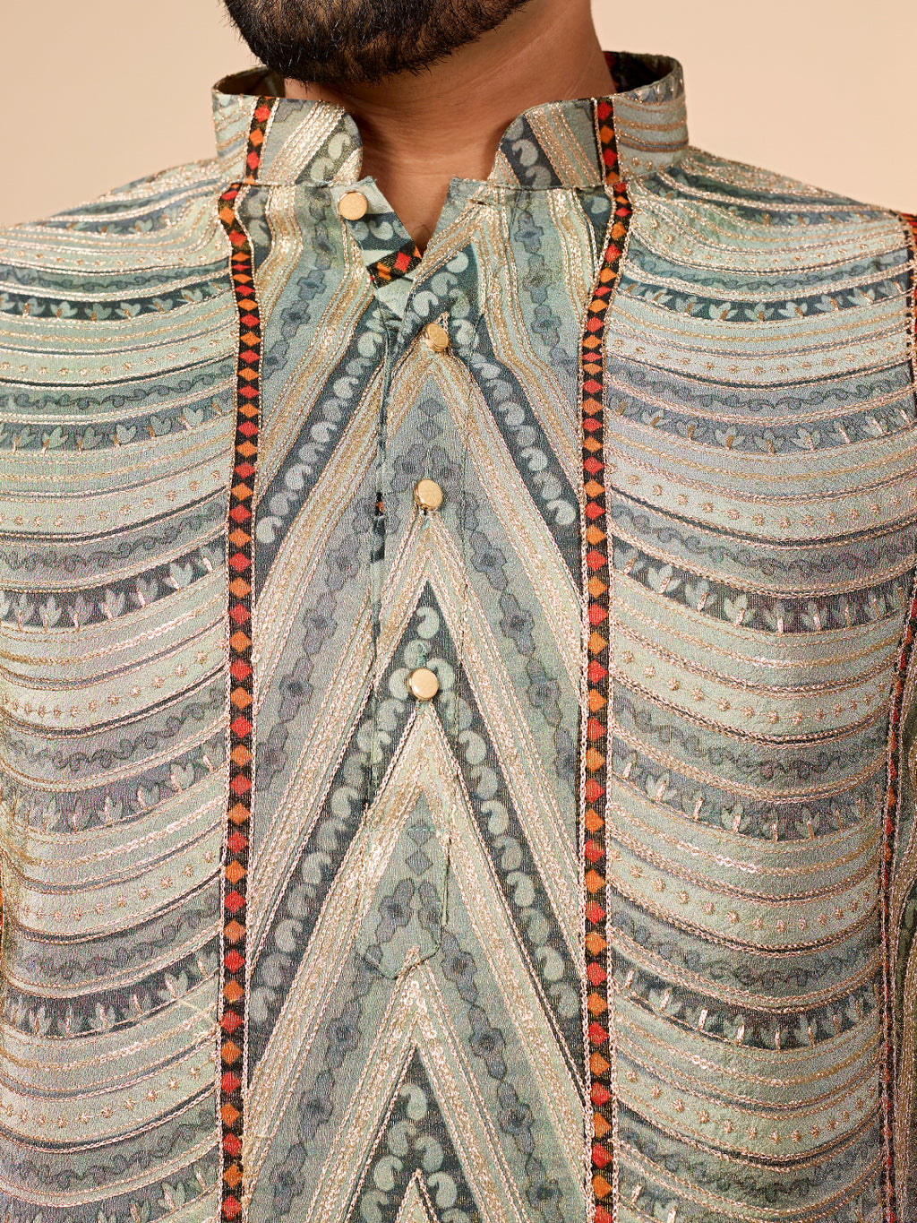 Amber Heritage  Tan Embroidered Kurta