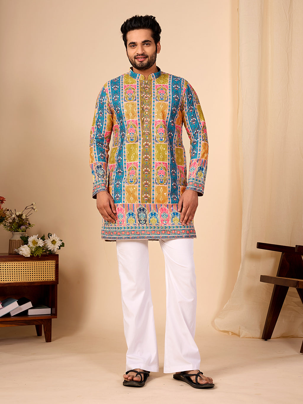 Rang Mahal Mehendi Printed Kurta Pant set.