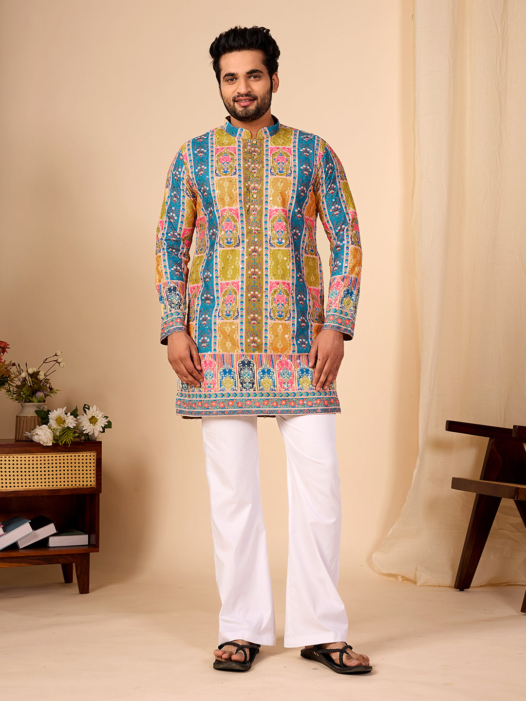 Rang Mahal Mehendi Printed Kurta Pant set.