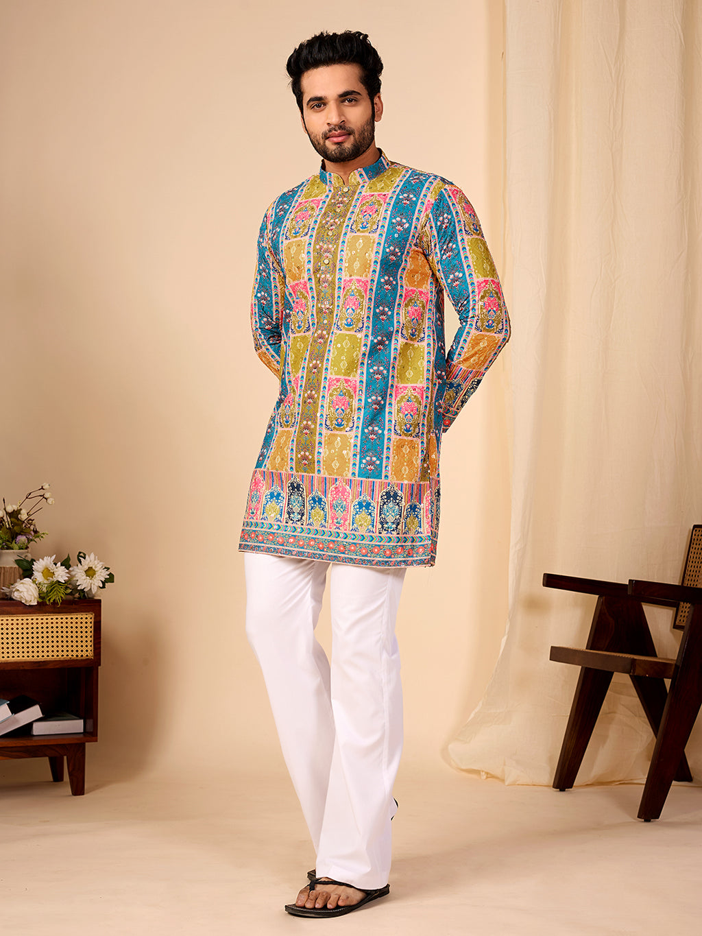 Rang Mahal Mehendi Printed Kurta Pant set.