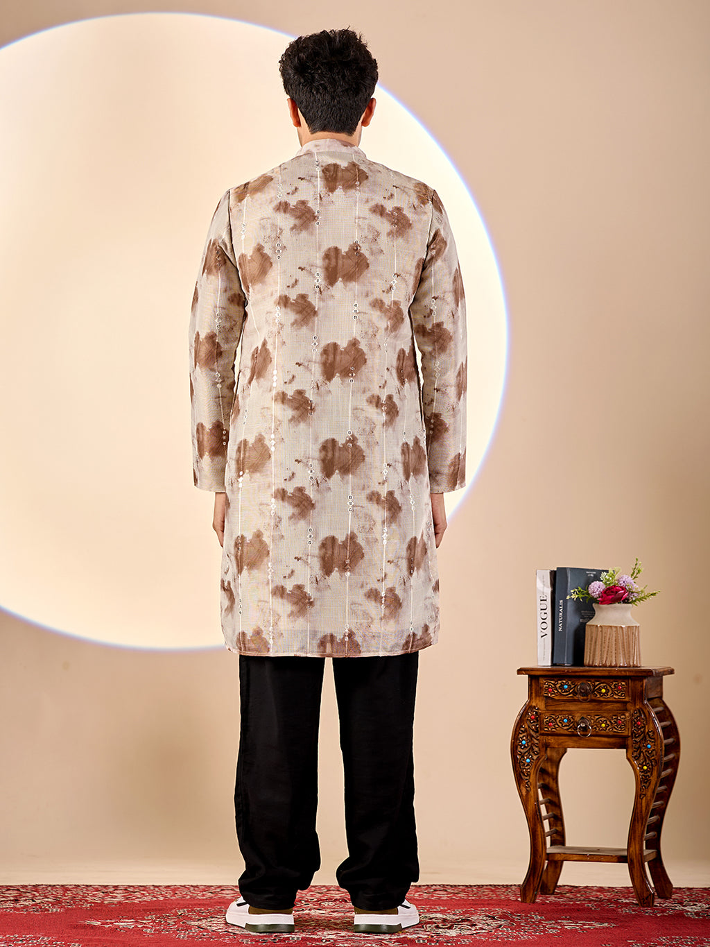 Brown Tie-Dye Casual Kurta