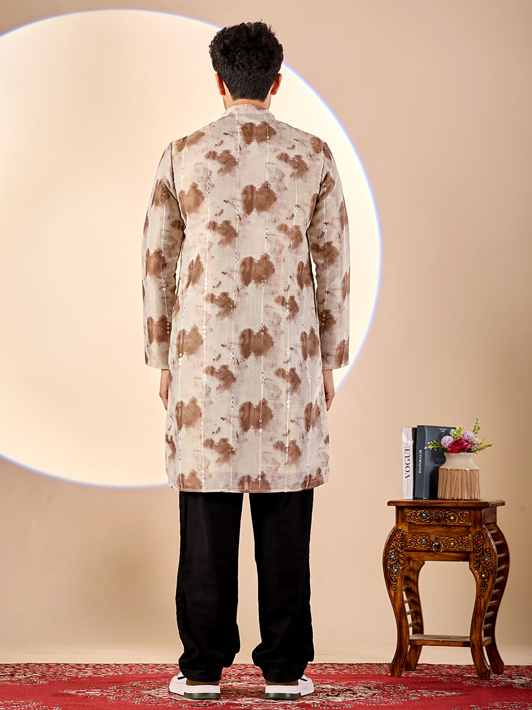 Brown Tie-Dye Casual Kurta
