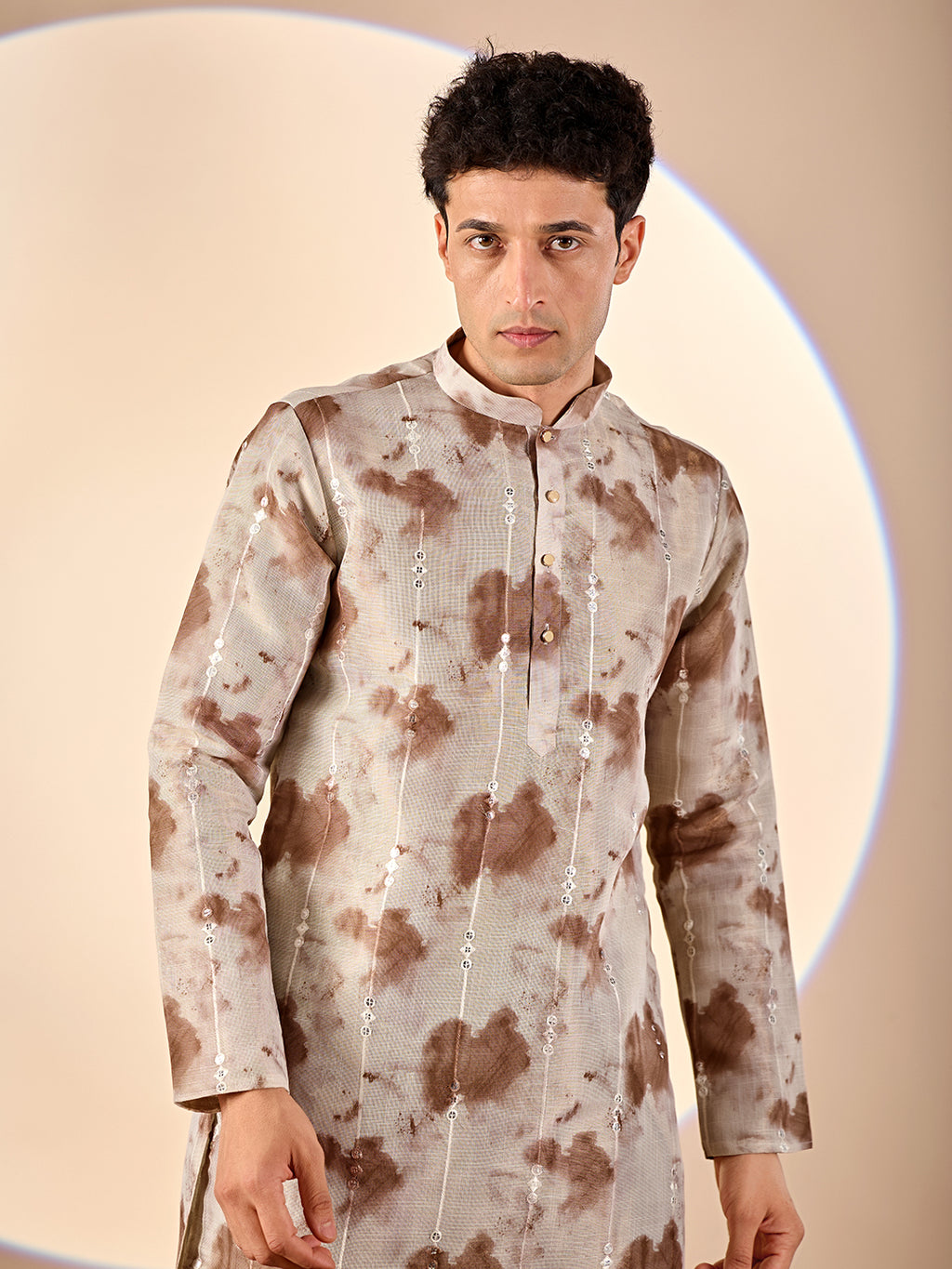 Brown Tie-Dye Casual Kurta
