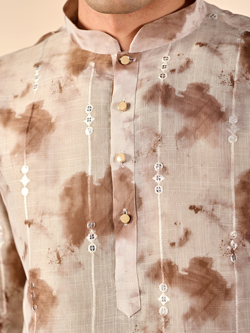 Brown Tie-Dye Casual Kurta