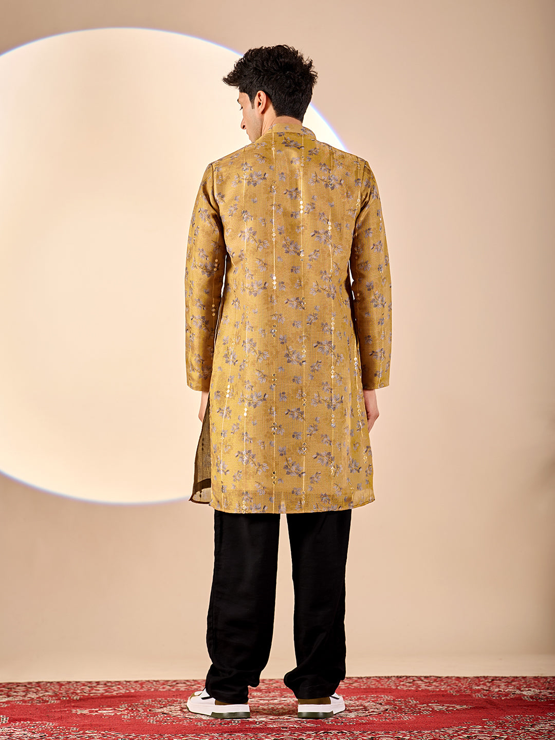 Mustard Yellow Floral Casual Kurta
