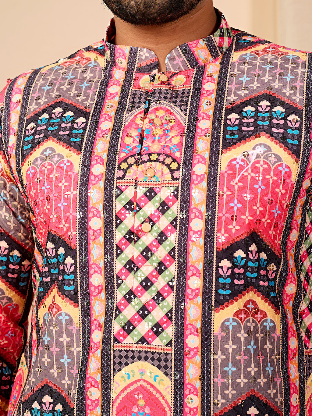 Rang Mahal Dark Pink Printed Kurta Pant set.