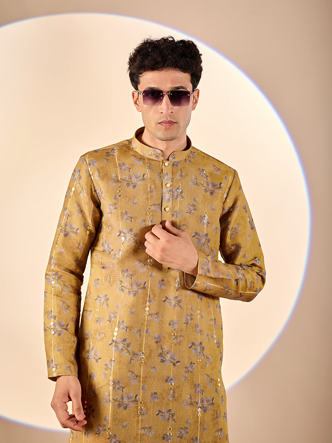 Mustard Yellow Floral Casual Kurta