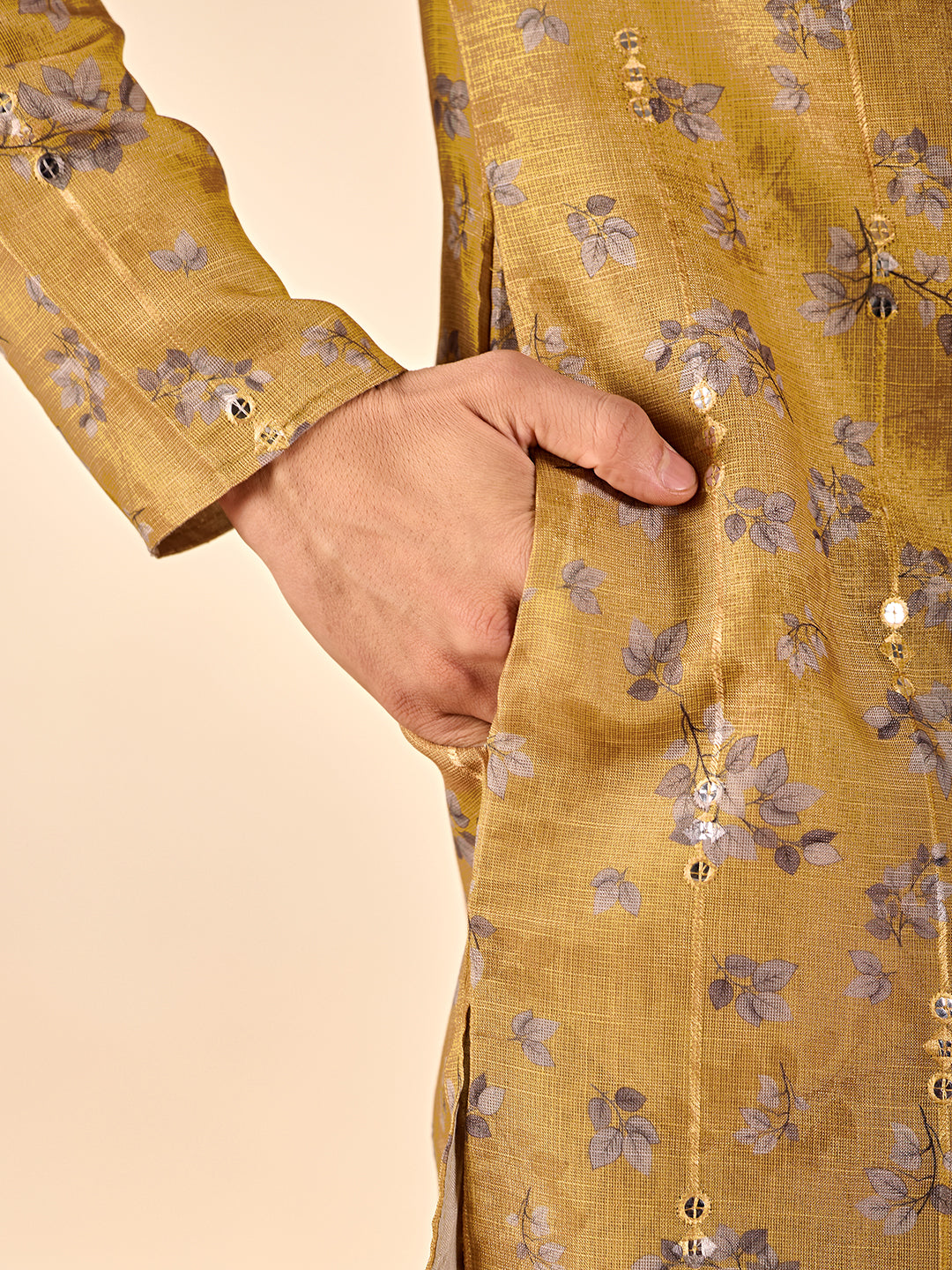 Mustard Yellow Floral Casual Kurta