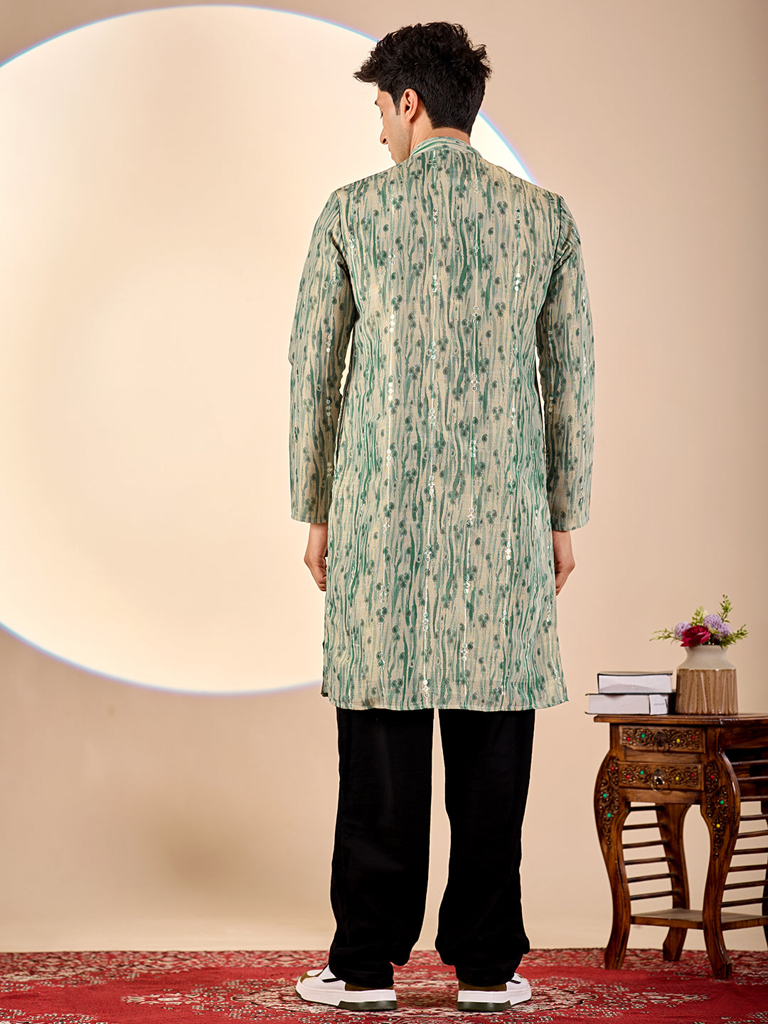 Pale Green Abstract Casual Kurta