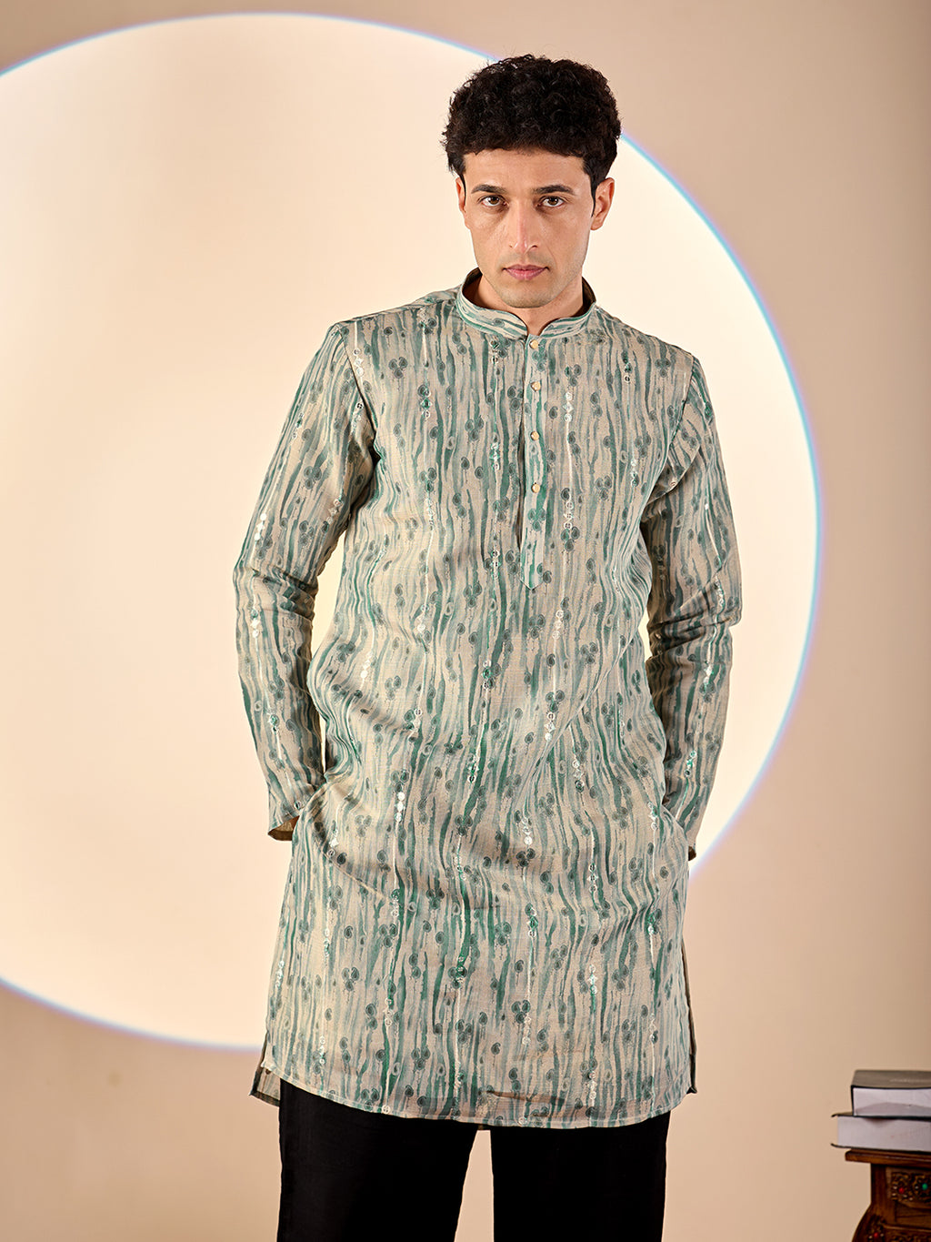 Pale Green Abstract Casual Kurta
