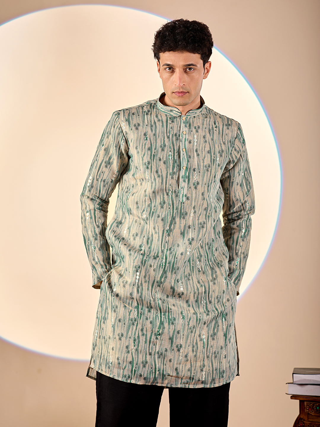 Pale Green Abstract Casual Kurta