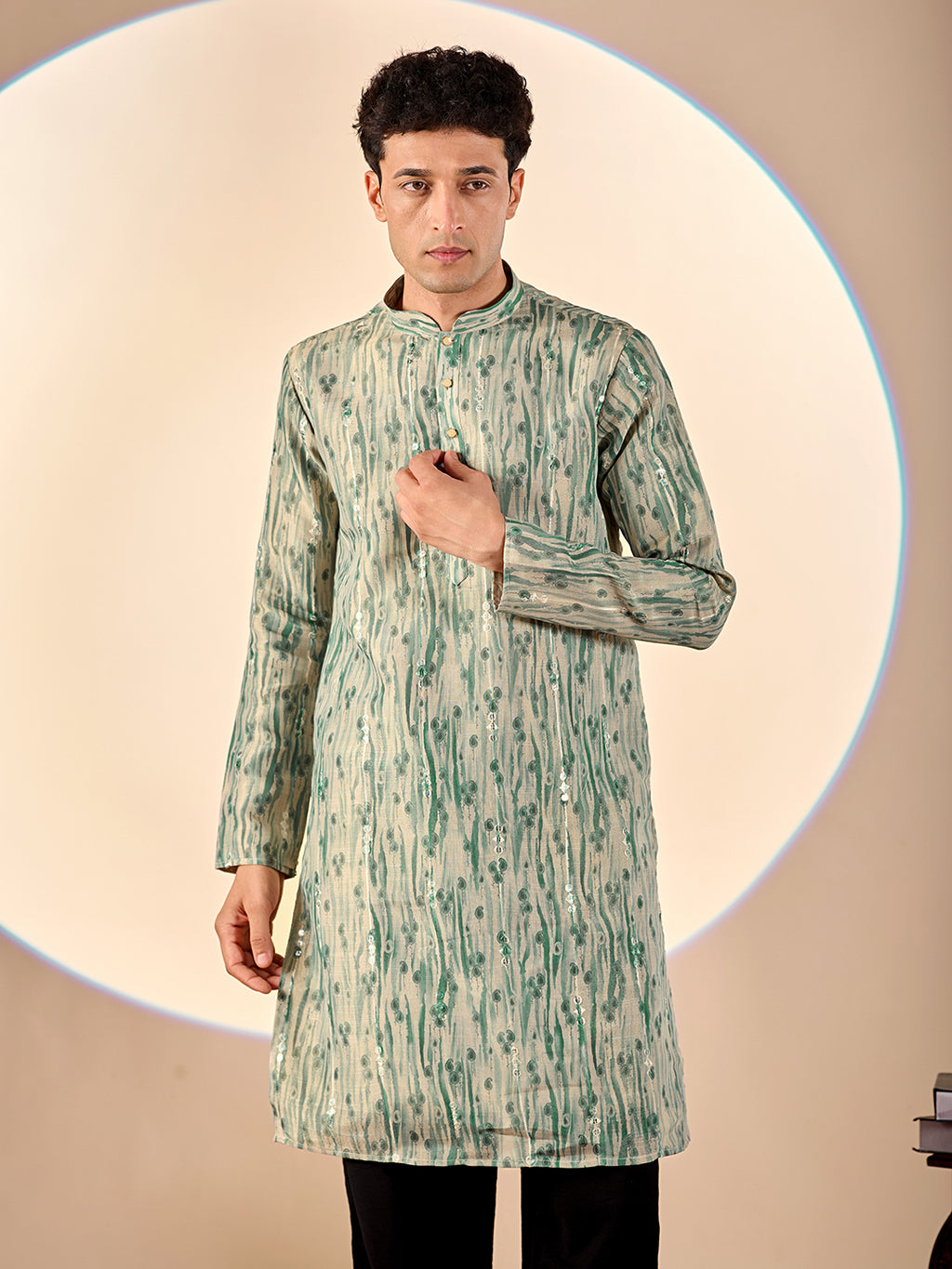 Pale Green Abstract Casual Kurta