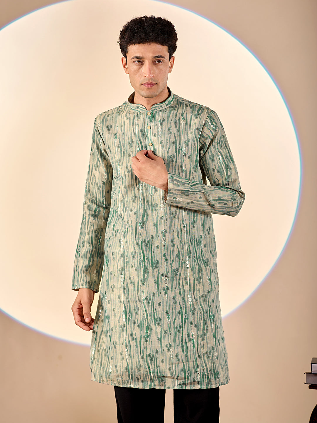 Pale Green Abstract Casual Kurta