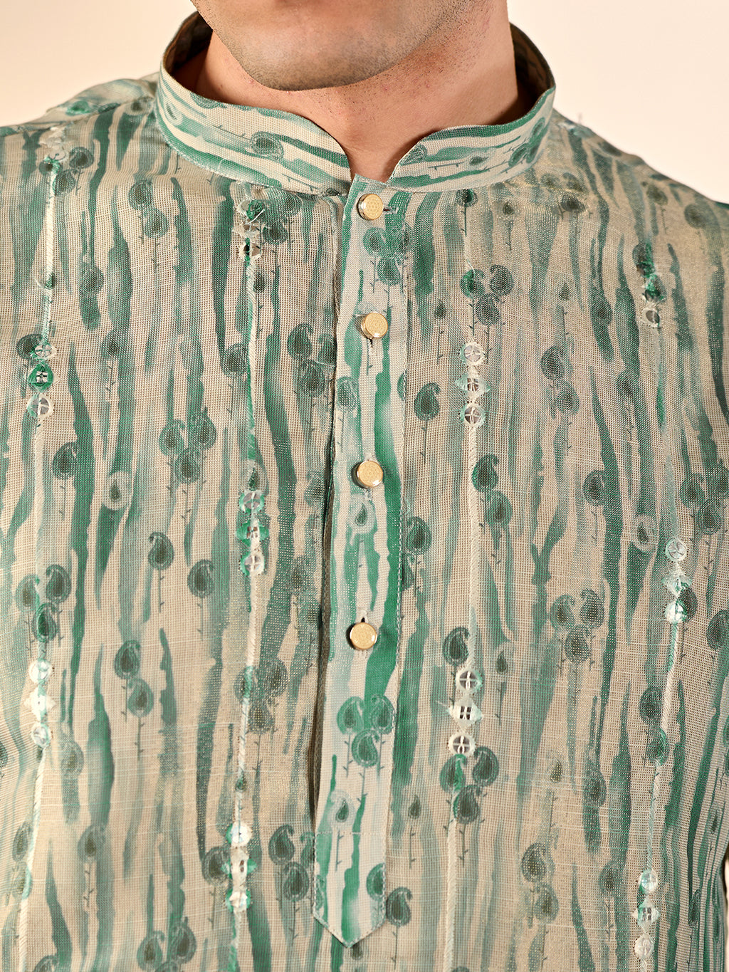 Pale Green Abstract Casual Kurta